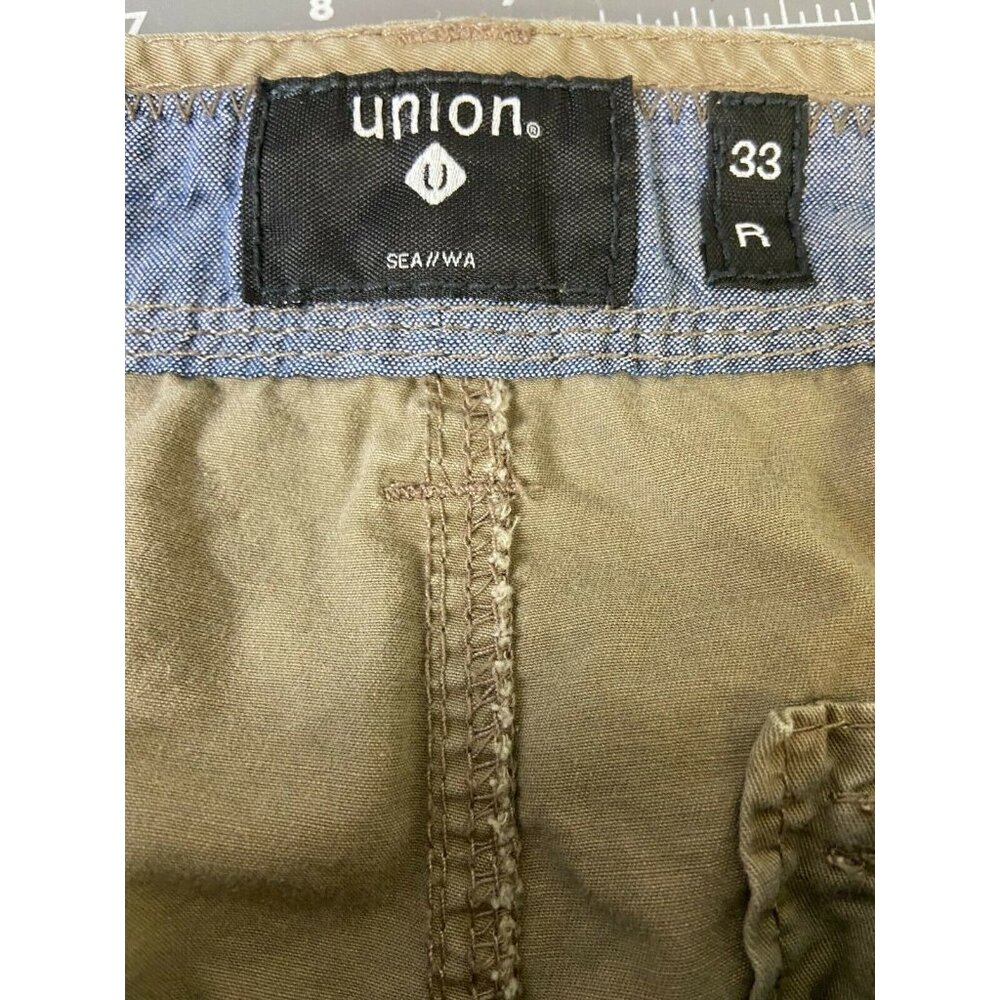 Union Men's Khaki Cargo Shorts 100% Cotton 33R - Picture 3 of 4
